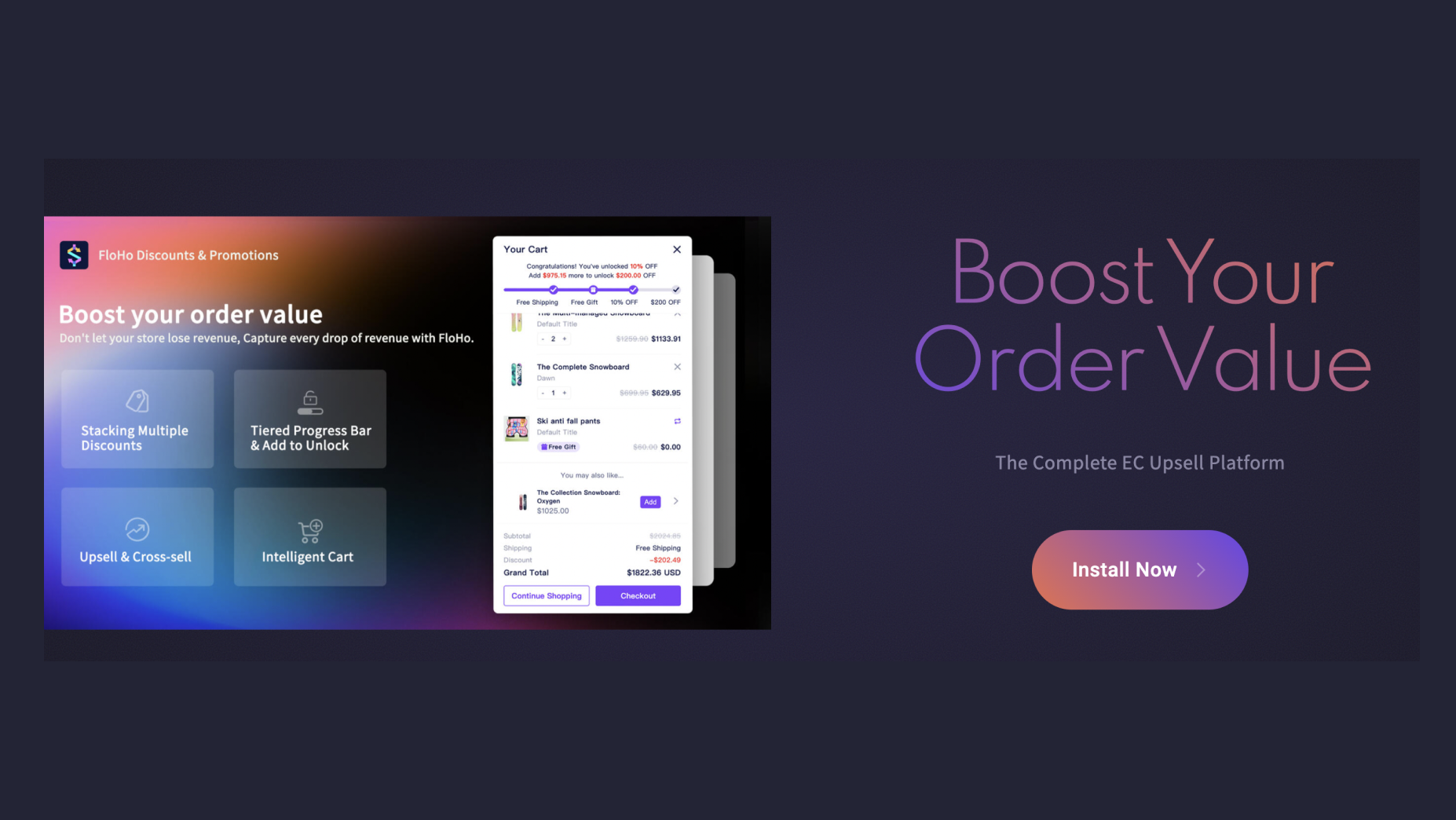 Screenshot of complete EC upsell platform to boost order value on WooCommerce store