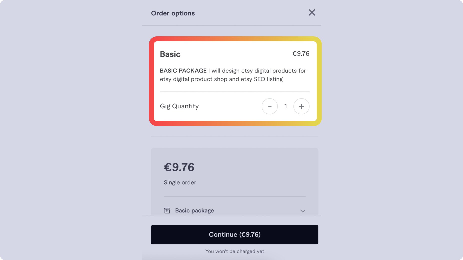 Screenshot of WooCommerce checkout for single order
