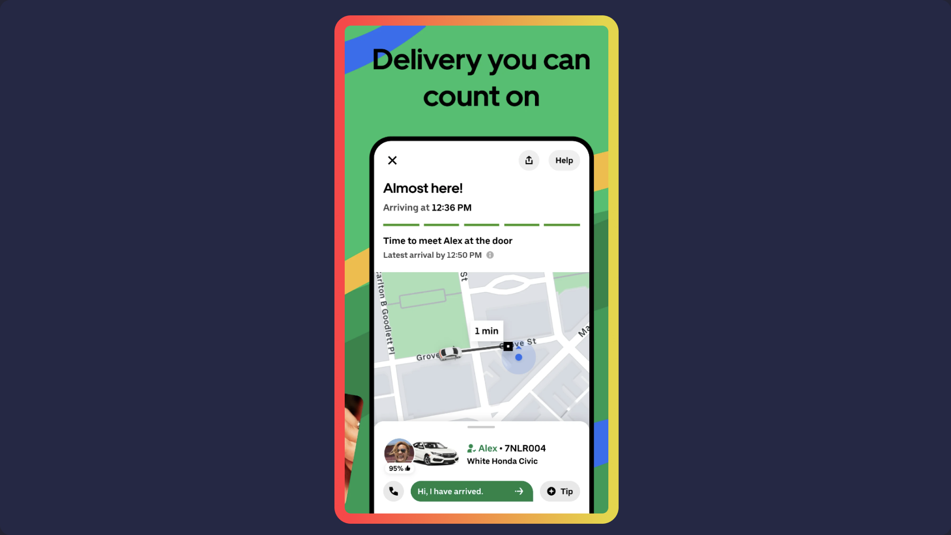 Example of real-time courier tracking feature